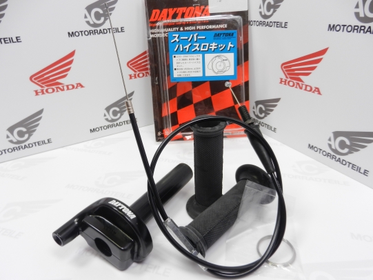 Daytona 1 Zug Alu Racing Gasgriff Set Schwarz, Incl. Gaszug, Alu High Throttle Kit